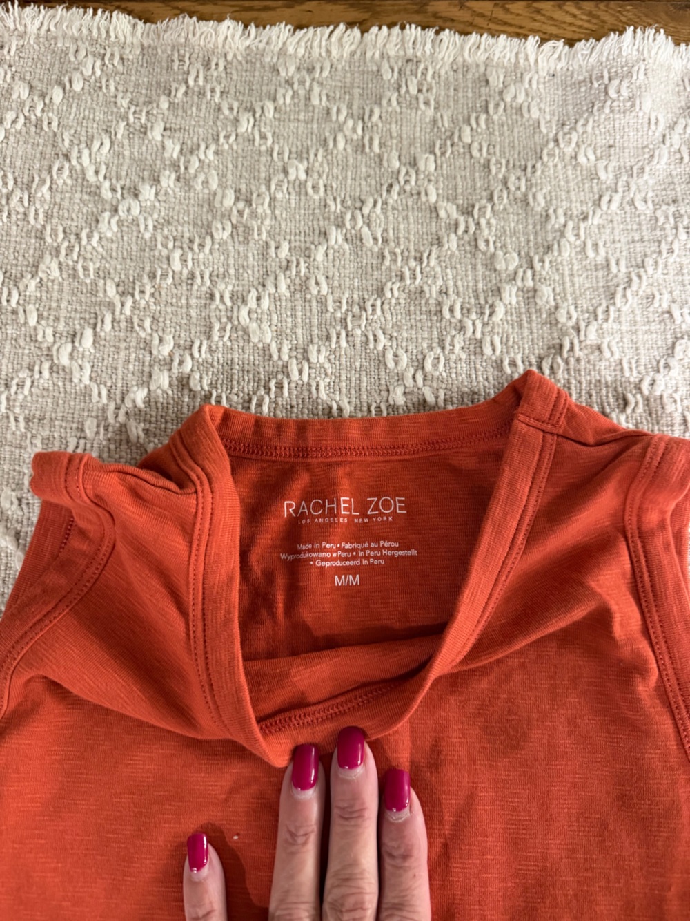 Rachel Zoe Burnt Orange Ribbed Tank